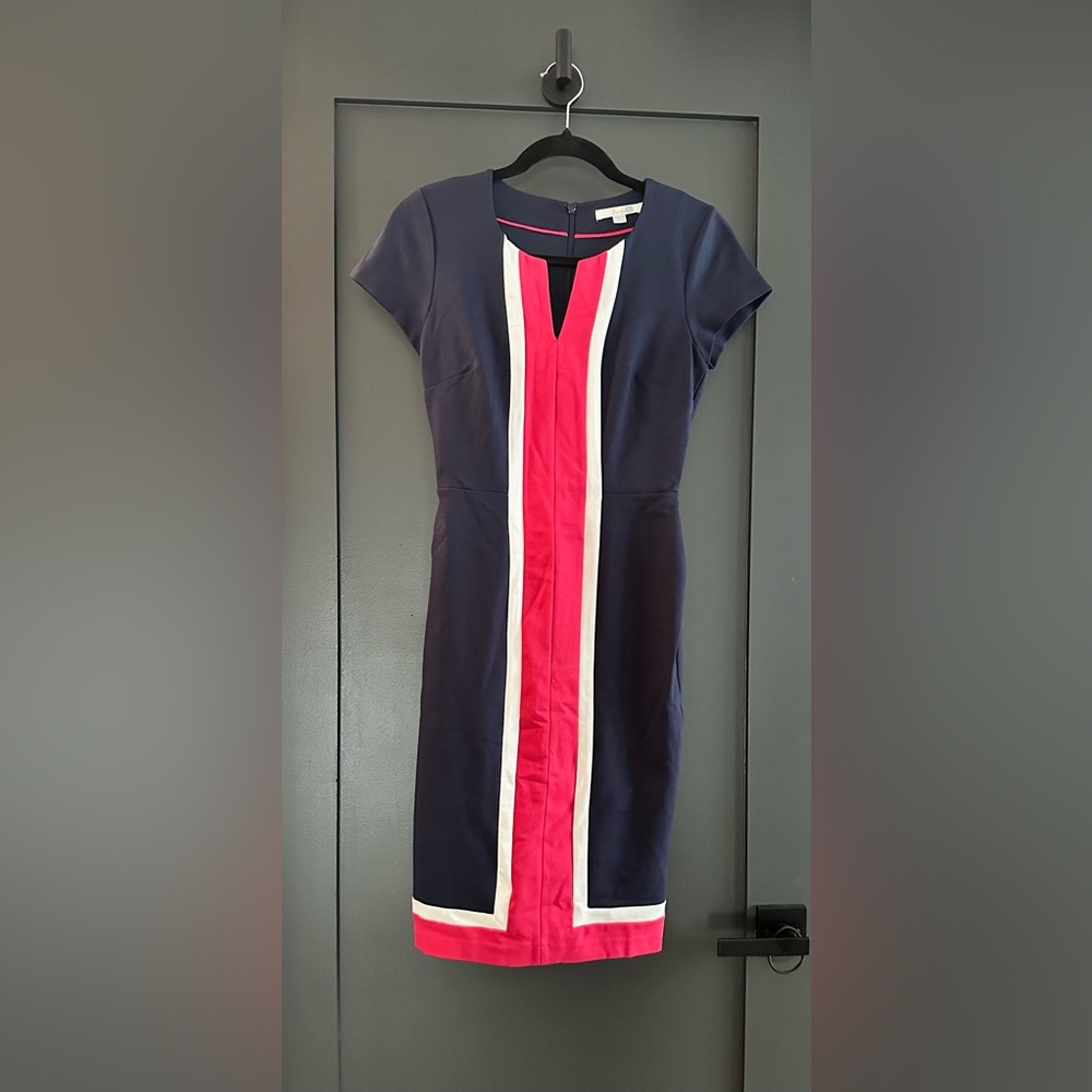 Boden Navy and Pink Midi Dress